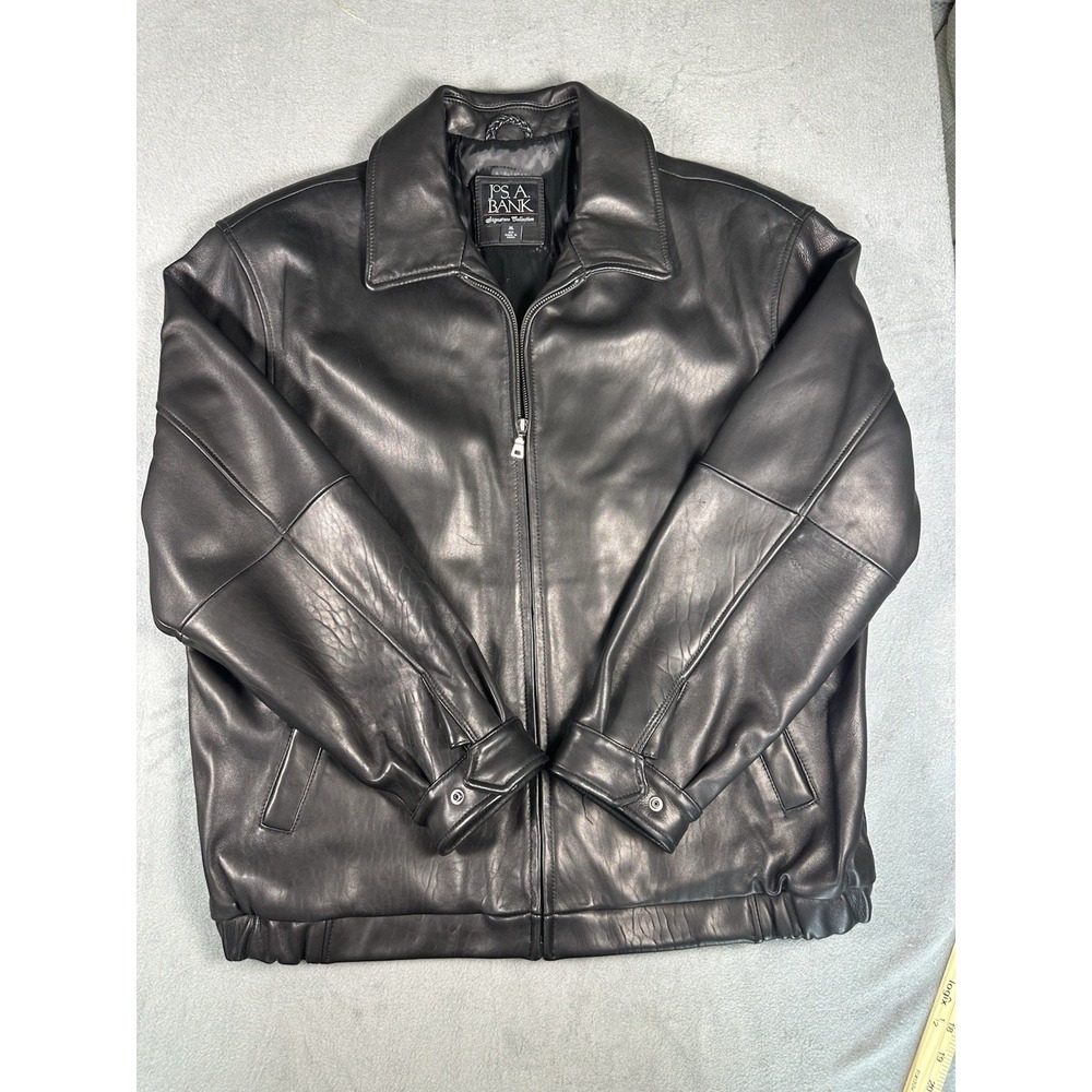 Jos A Bank NWT Signature Lambskin Bomber Jacket Black Men's XL